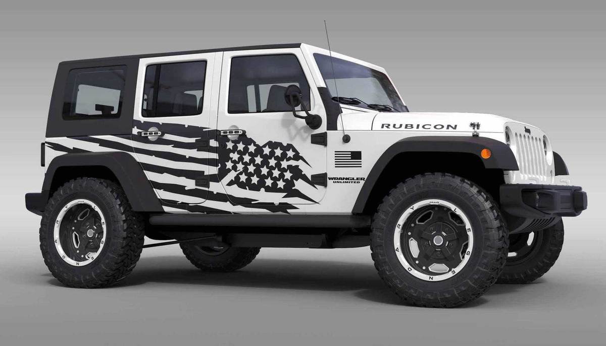US flag theme splash Stars Graphic Decal for 07-17 Jeep Wrangler Unlimited JK 4 Door