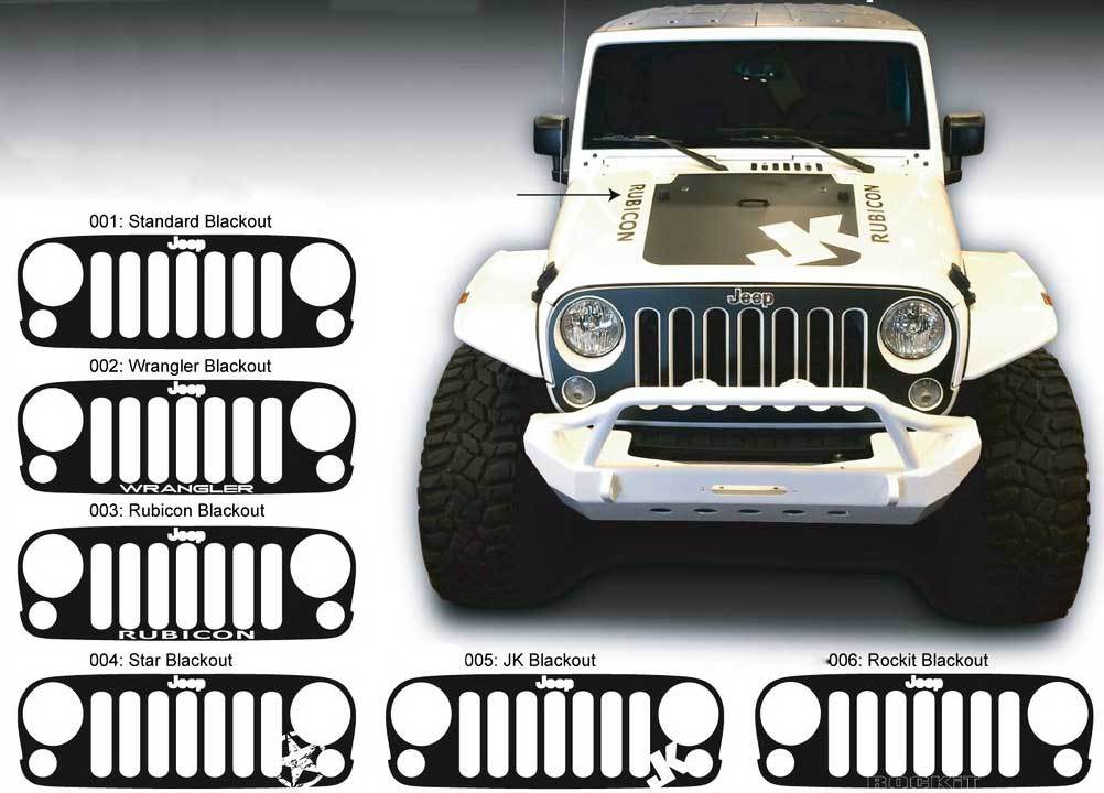 JEEP Decal Sticker Grill Blackout graphics 07-16  Wrangler Rubicon
