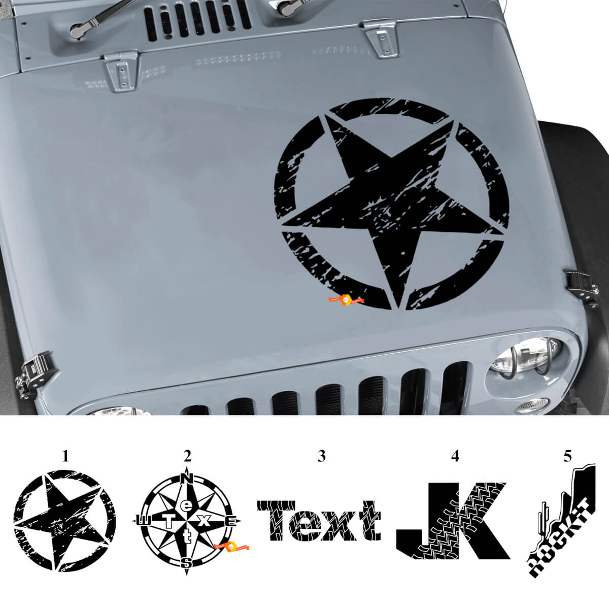 Custom Graphics Hood Vinyl Decal Sticker for Jeep Wrangler Rubicon JK