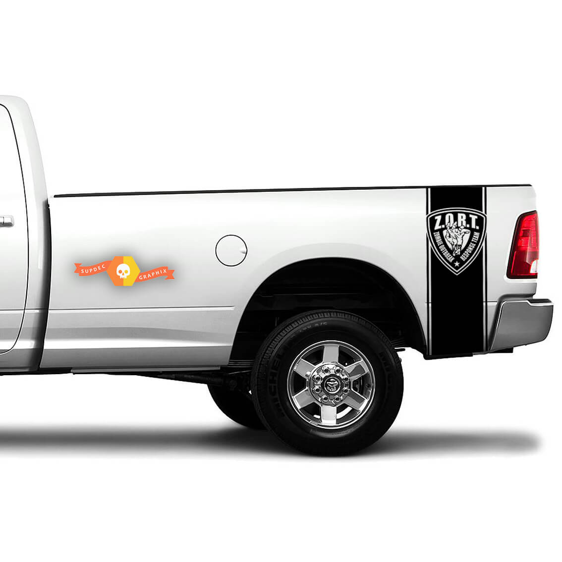 Zombie Hand ZORT Outbreak Truck Bed side Decal Stickers fits to Dodge Ram Chevy Ford F150 Toyota 