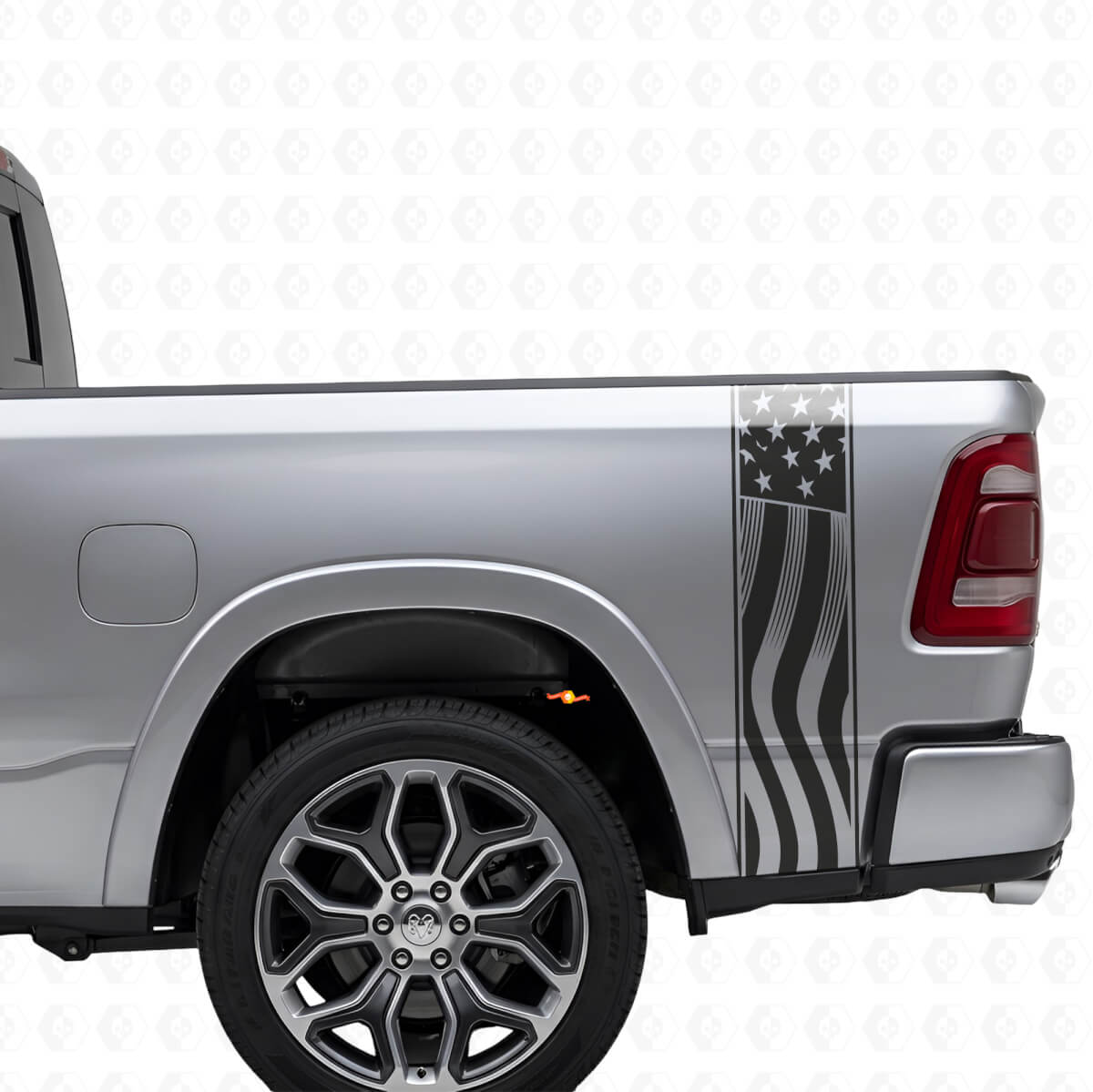 USA Flag Bed Side Stripes Vinyl Decal Set for Musclecar truck