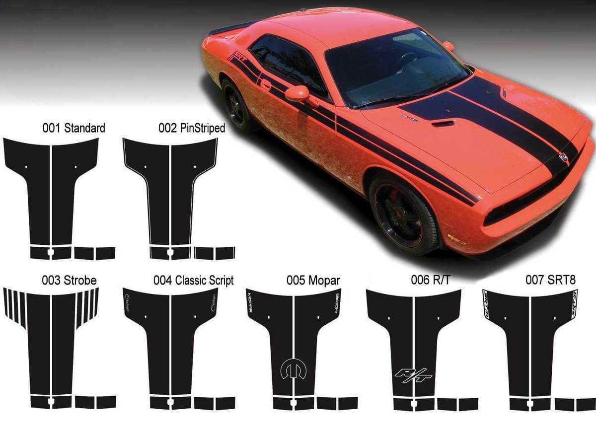 Hood T Vinyl Decal Sticker Graphics for Dodge Challenger 2009–2014