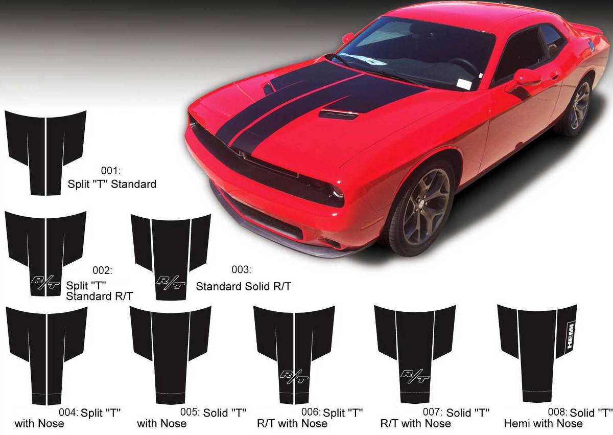 Dodge Challenger Hood T Decal Sticker Hood graphics fits to models 2015