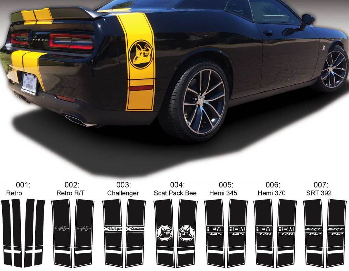 Super Bee Tail Band Vinyl Decal Kit for Dodge Challenger 2015