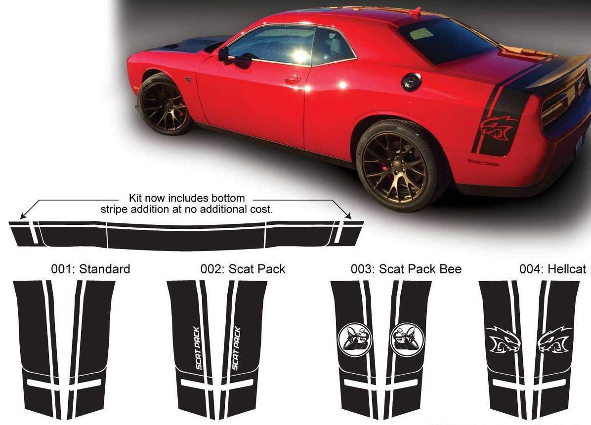 Dodge Challenger Side And Tail Band Scat Pack Hellcat Super Bee Decal Sticker Graphics Fits To