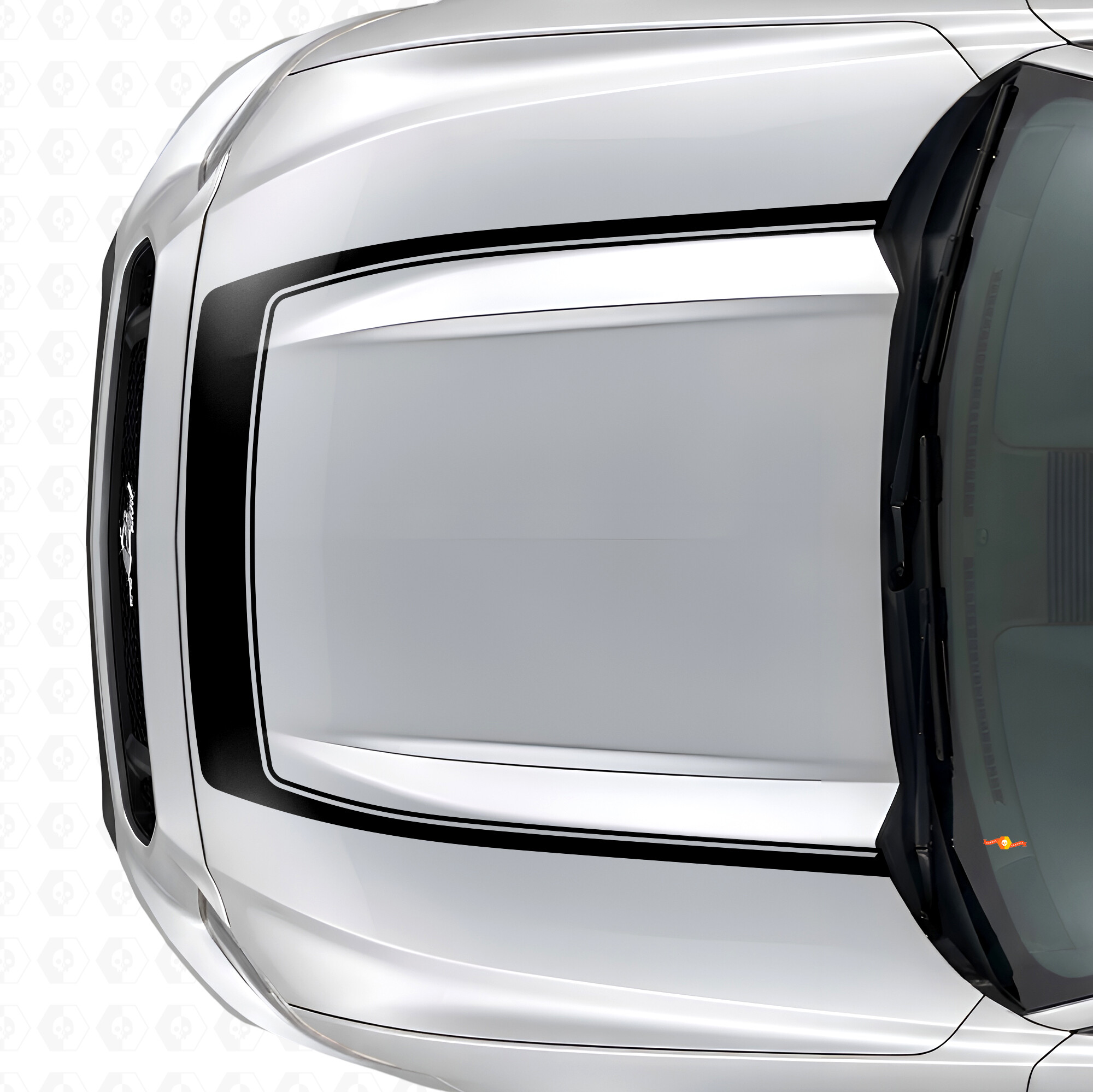 Stripe with Inside Contour Hood Vinyl Decal for Musclecar Musclecarmodel 2015-2020