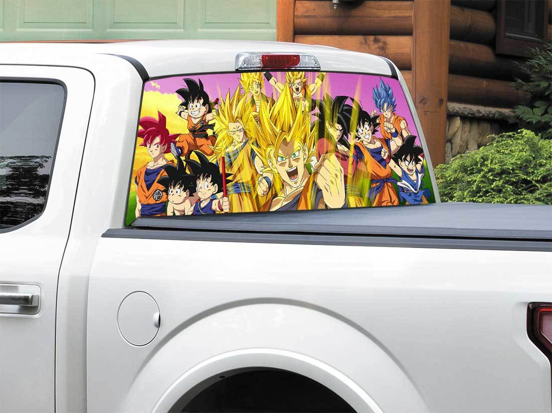 Anime Dragon Ball-Z Gogeta Goku Super-Saiyan Super-Saiyan-3 Vegito Rear Window Decal Sticker Pick-up Truck SUV Auto Dimensioni