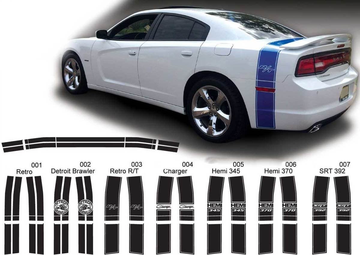 Trunk Band Complete Graphics Vinyl Decal Sticker Kit for Dodge Charger 2011–2014
