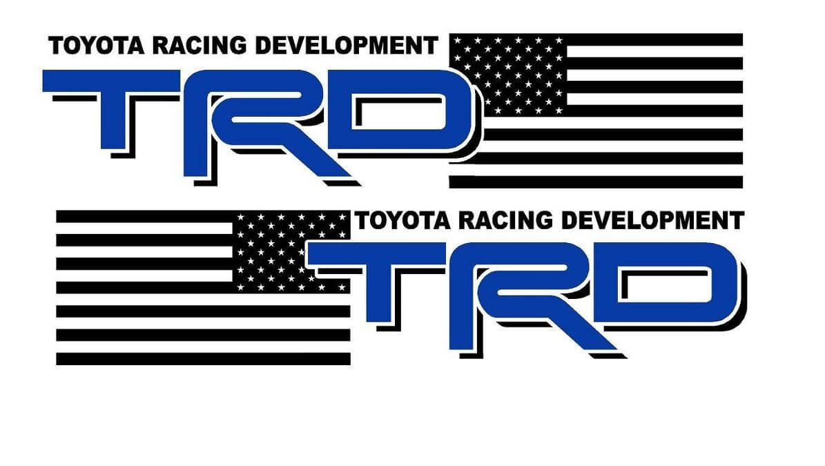 TRD-Style USA Flag Side Vinyl Decals Pair for Toyota Trucks