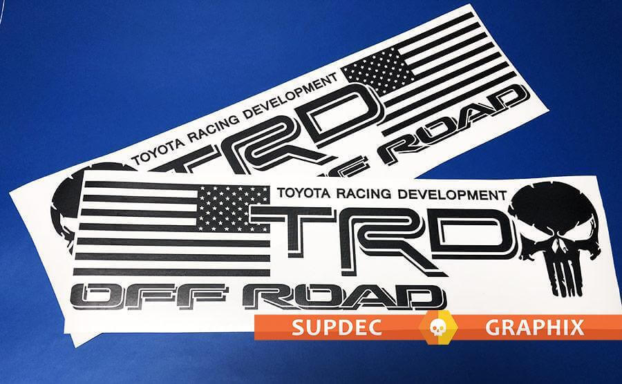 TRD USA Flag Punisher Skull Vinyl Decals for Toyota Trucks
