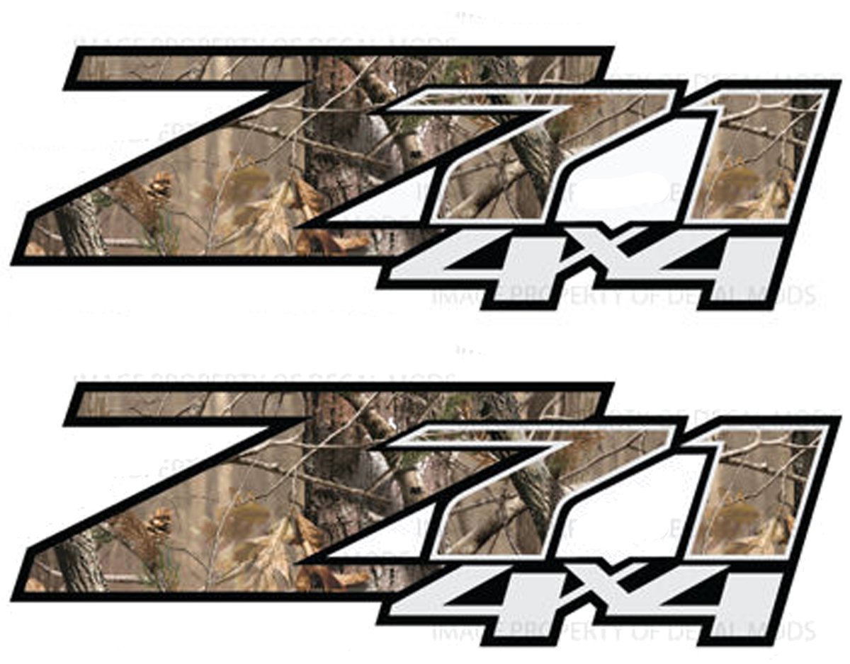 2 - Chevy Silverado Z71 4x4 decals Realtree AP Camo stickers side