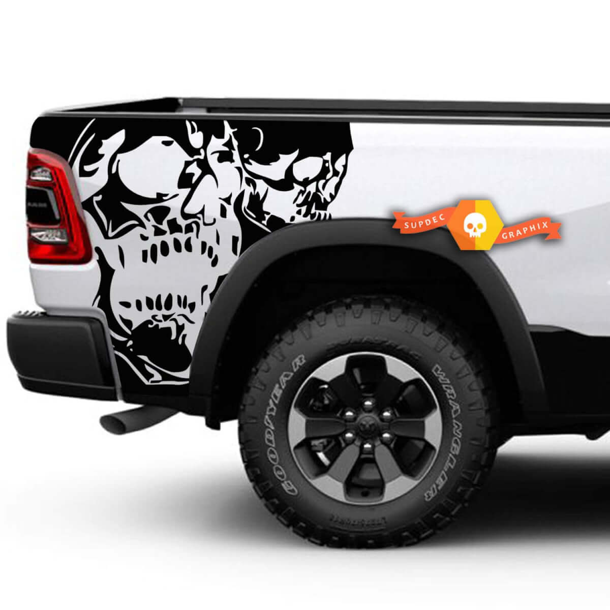 Two Skull Graphic Vinyl Decal Stickers for Dodge Ram 1500 / 2500 (2009–2014)