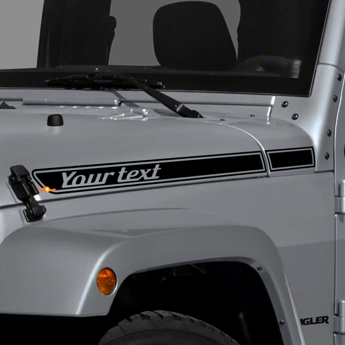 Custom Text Outline Stripes Hood Vinyl Decal Sticker for Jeep Wrangler