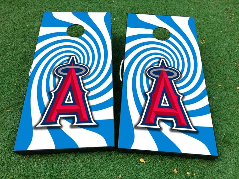 Los Angeles Angels Baseball Spiral Graphics Cornhole Board Game Sticker Decal VINYL WRAPS with LAMINATED
