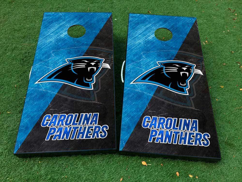 Carolina Panthers Football-Style Cornhole Board Vinyl Wrap Decal Set