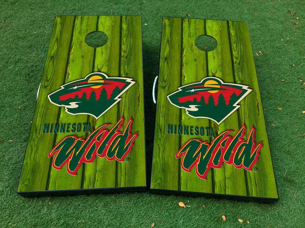 Minnesota Wild Hockey Cornhole Board Vinyl Decal Set
