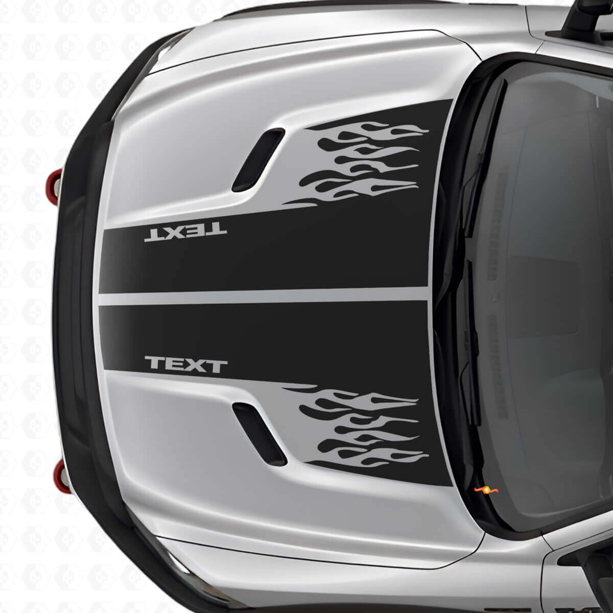 Custom Flames Style Hood Dual Stripes Vinyl Decal for Dodge Ram