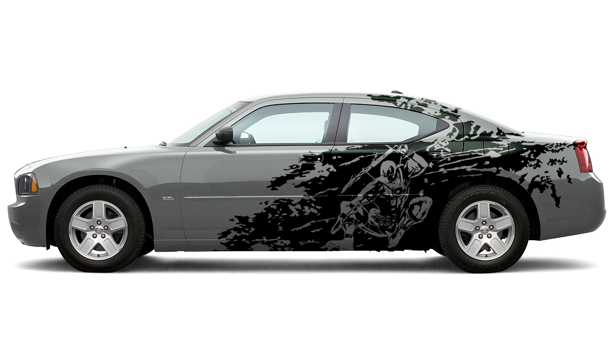 Dodge Challenger Or Charger Gorilla Splash Grunge Stripes Kit Hell Cat Vinyl Decal Graphic