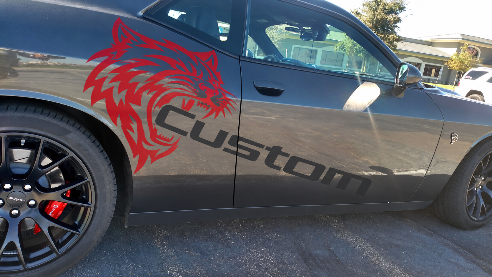 Custom Cat Head Two Color Pair Side Vinyl Decal Sticker for Dodge Challenger