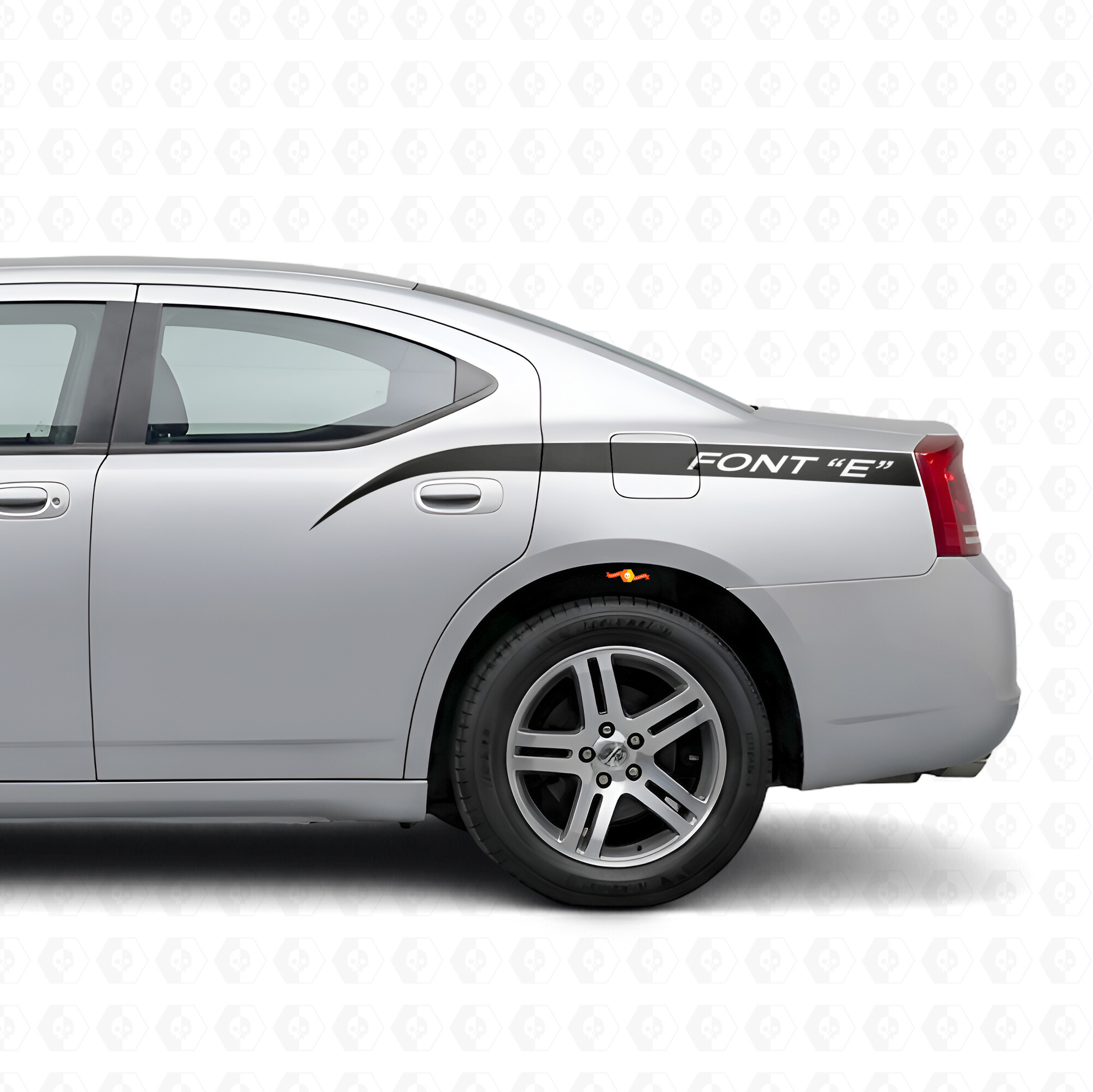 Curved Stripes with Custom Text Side Vinyl Decal Sticker for Dodge Charger 2006-2010