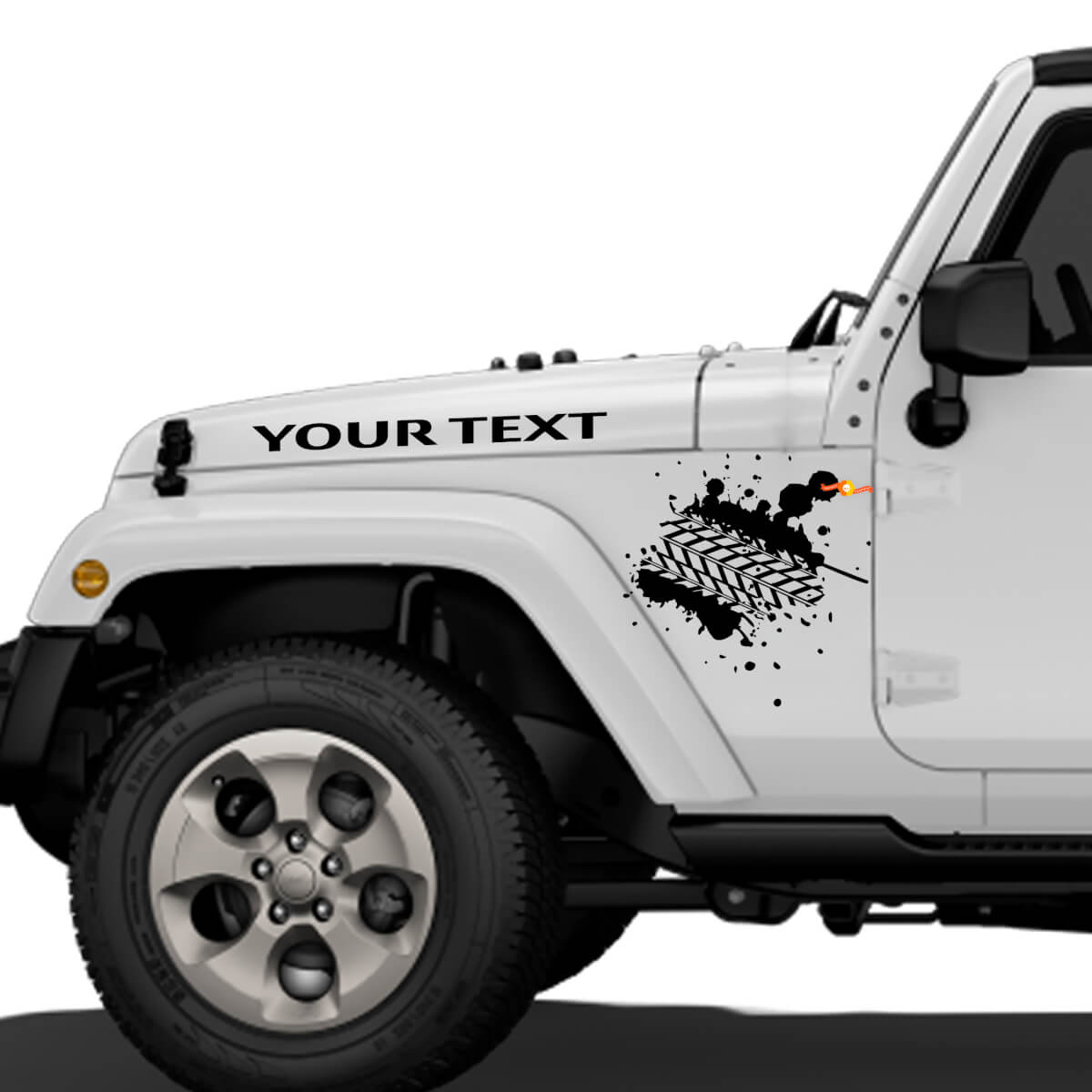 Mud Tire Tracks Hood Vinyl Decal Sticker for Jeep Wrangler Rubicon Renegade
