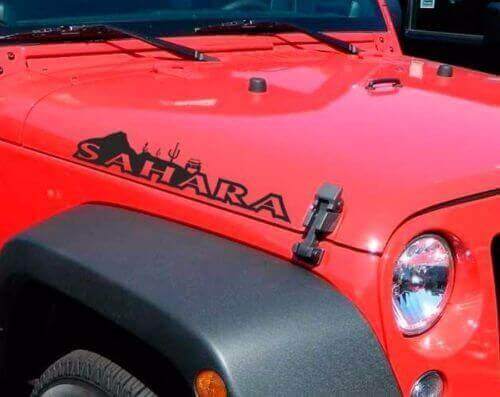 Sahara Hood Vinyl Decal Pair for Jeep Wrangler Sahara Rubicon