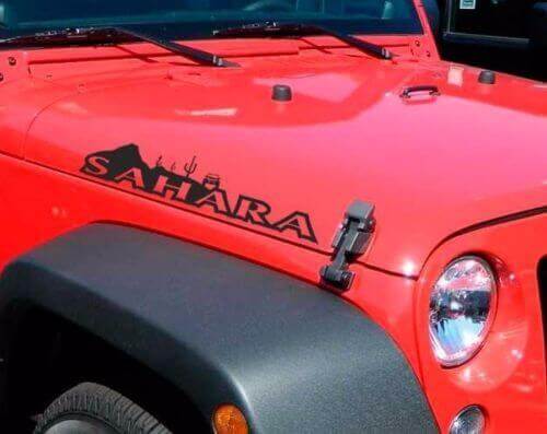 Sahara Hood Vinyl Decals Stickers Pair 2 for Jeep Wrangler Rubicon Sahara JK CJ TJ YJ