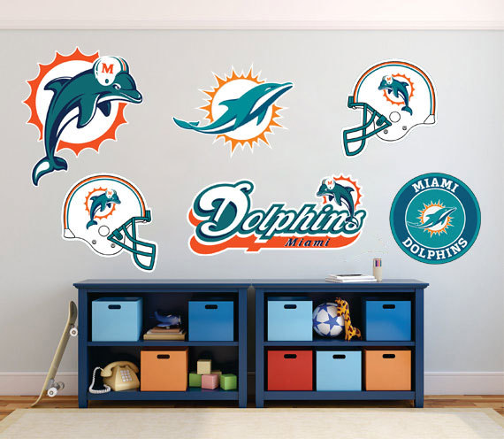 Miami Dolphins National Football League (NFL) fan wall vehicle notebook etc decals stickers