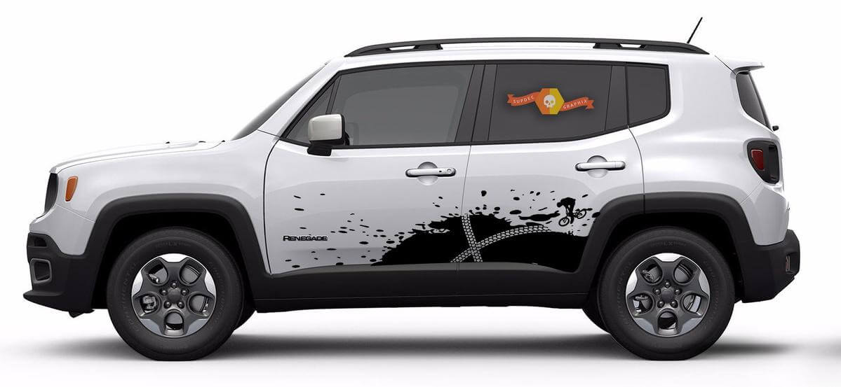 Bike Mountain Logo Graphic Vinyl Decal Sticker Splash Grunge for Jeep Renegade
