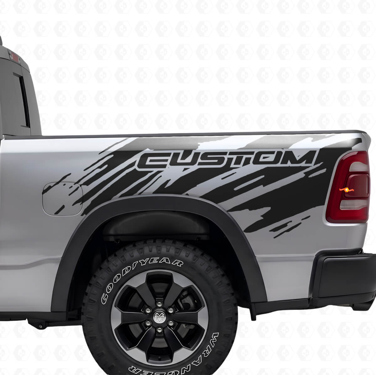 Splash Grunge Style Bed Side Vinyl Decal Kit for Dodge Ram 