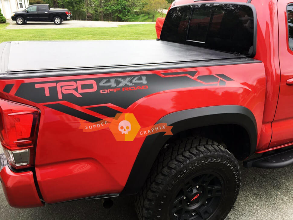 TRD-Style 4x4 Off Road Bedside Vinyl Decal Kit for Toyota Tacoma or Tundra