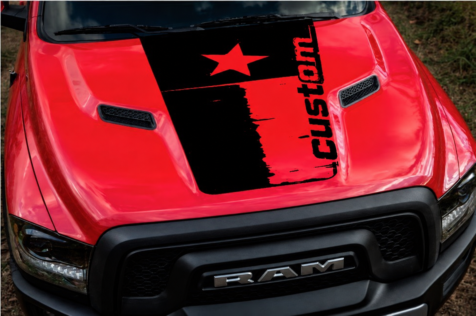 custom Distressed Star Flag Hood Vinyl Decal Sticker for RAM 1500 2015-2017