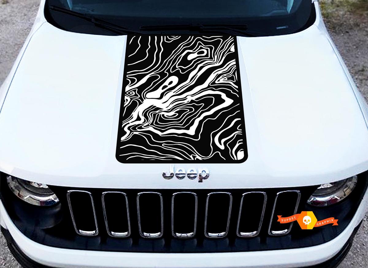 Jeep Renegade Hood Topographic Map Graphic Vinyl Decal Sticker Side Reflective 