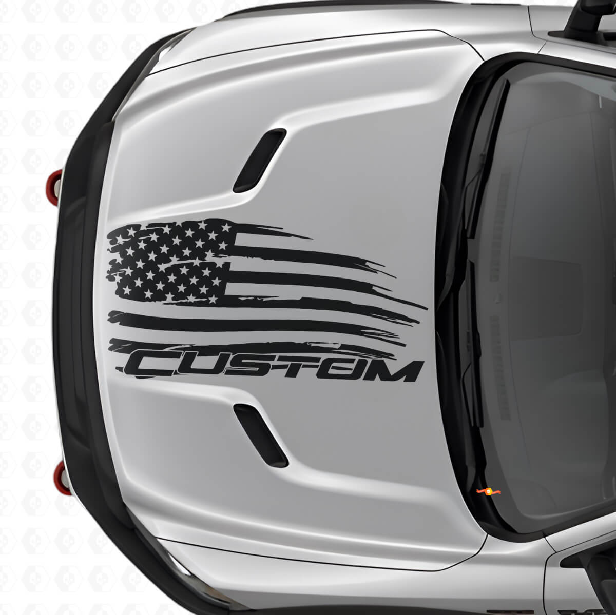 Distressed American Flag & Lettering Hood Vinyl Decal for Dodge Ram 