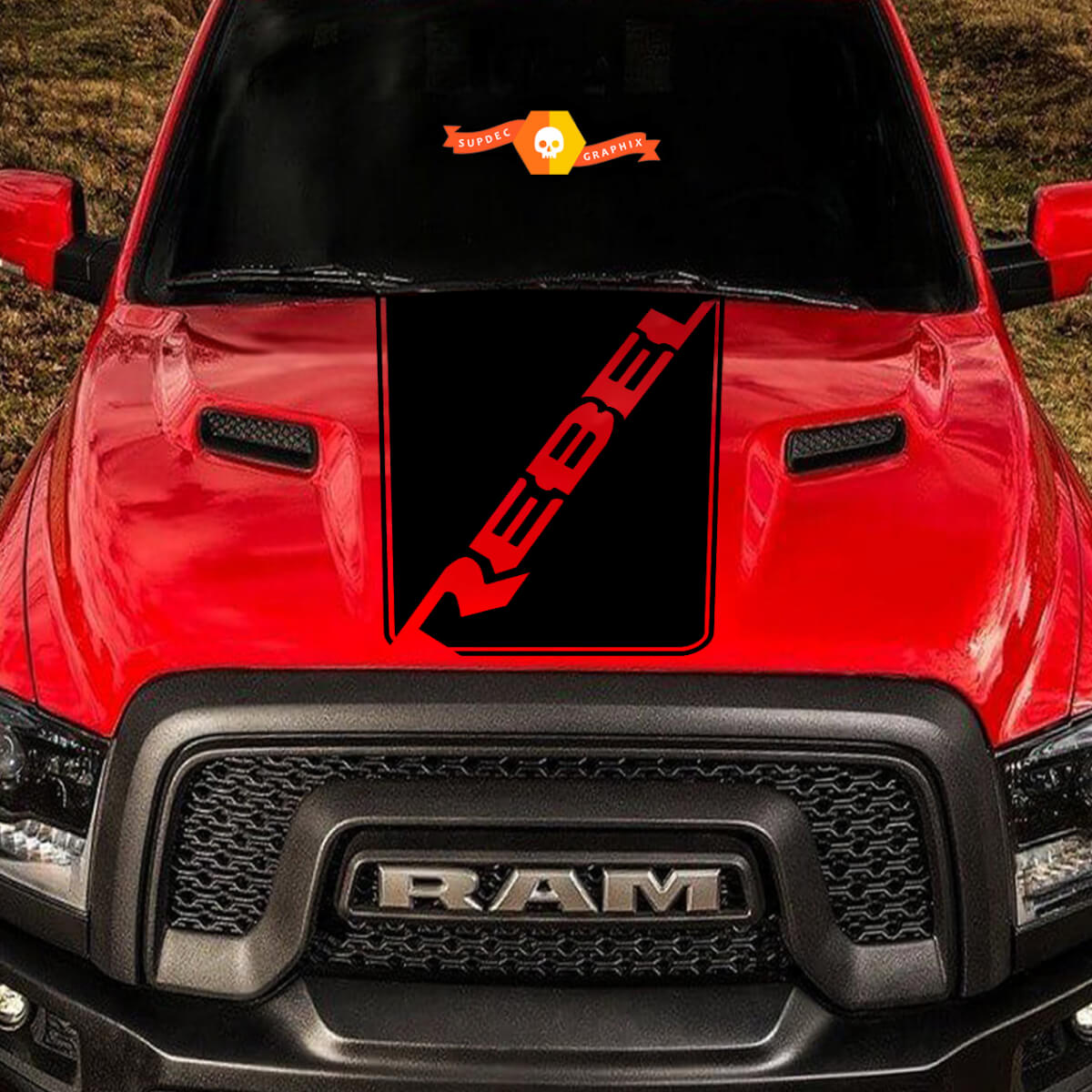 Dodge Ram Rebel Hood Logo Truck Vinyl Decal Graphic