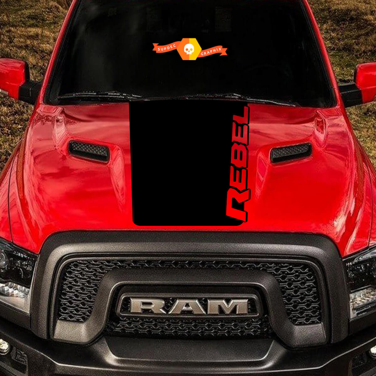 2015-2017 Dodge Ram Rebel Logo Hood Truck Vinyl Decal Graphic