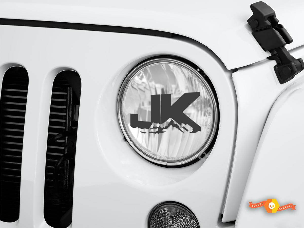 JK Mountain Headlight Etched Glass Vinyl Decal for Jeep Wrangler