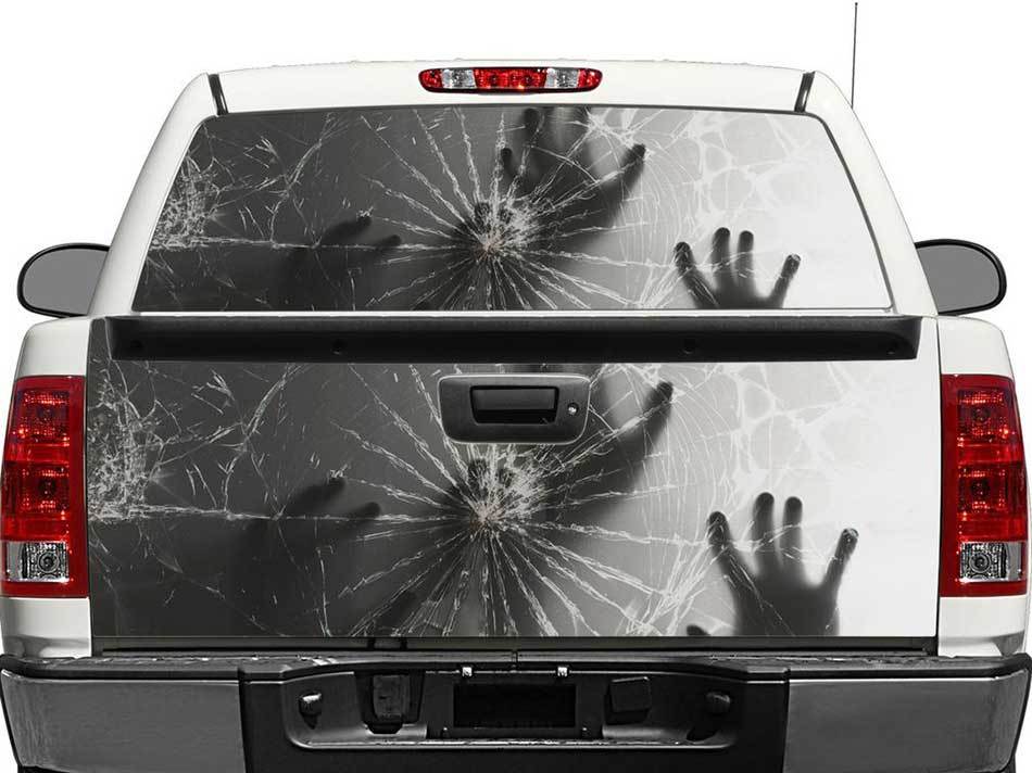 Mani dietro la finestra posteriore del vetro rotto o il tailgate Decalcomania Adesivo Pick-up Truck Automobile SUV