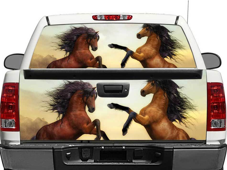 Horses Brown Rear Window OR tailgate Decal Sticker Pick-up Truck SUV Car