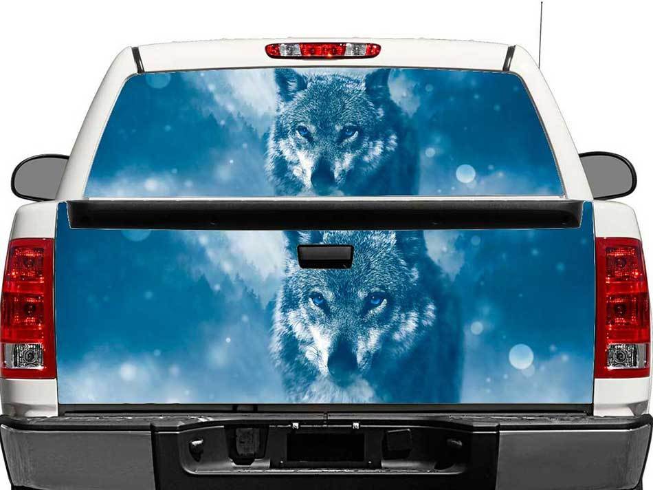 Wolf Winter Window Finestra posteriore o tailgate Decal Sticker Pick-up Truck Suv