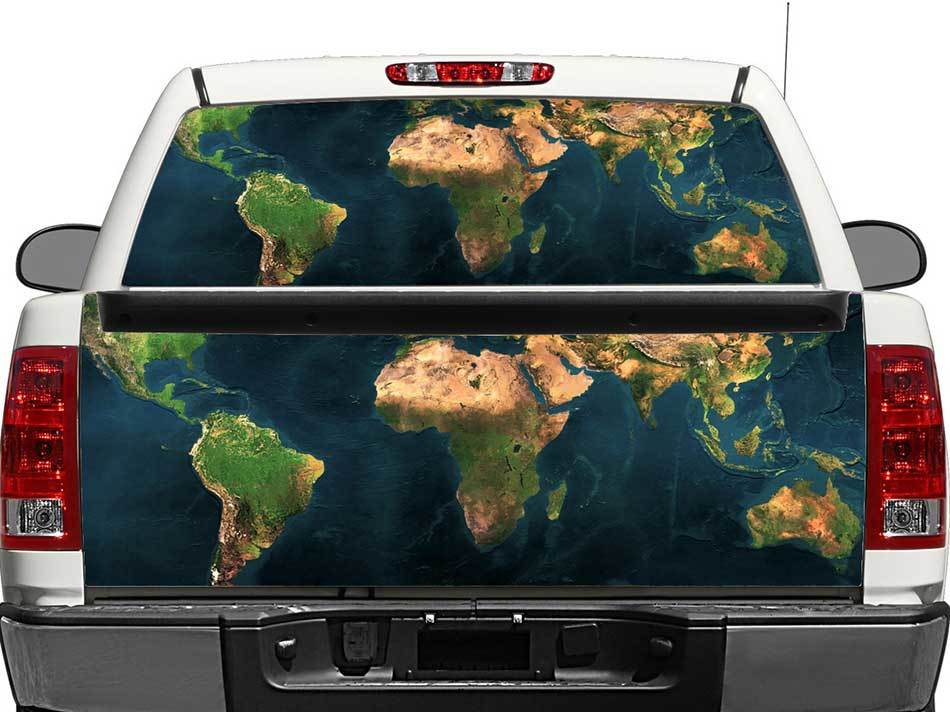 Weltweite Karte Heckscheibe ODER Heckklappe Aufkleber Aufkleber Pick-up Truck SUV Auto