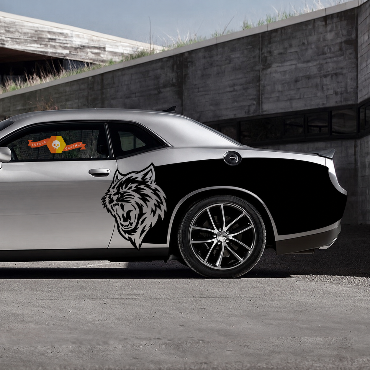 Custom Cat Head Billboard Pair Side Rear Fender Vinyl Decal Sticker for Dodge Challenger Hellcat 2015-2020