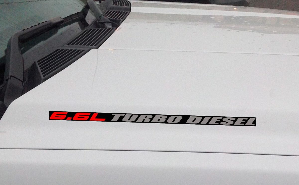 6.6L TURBO DIESEL Hood Vinyl Decal Sticker: Duramax Chevrolet GMC Sierra (Block)