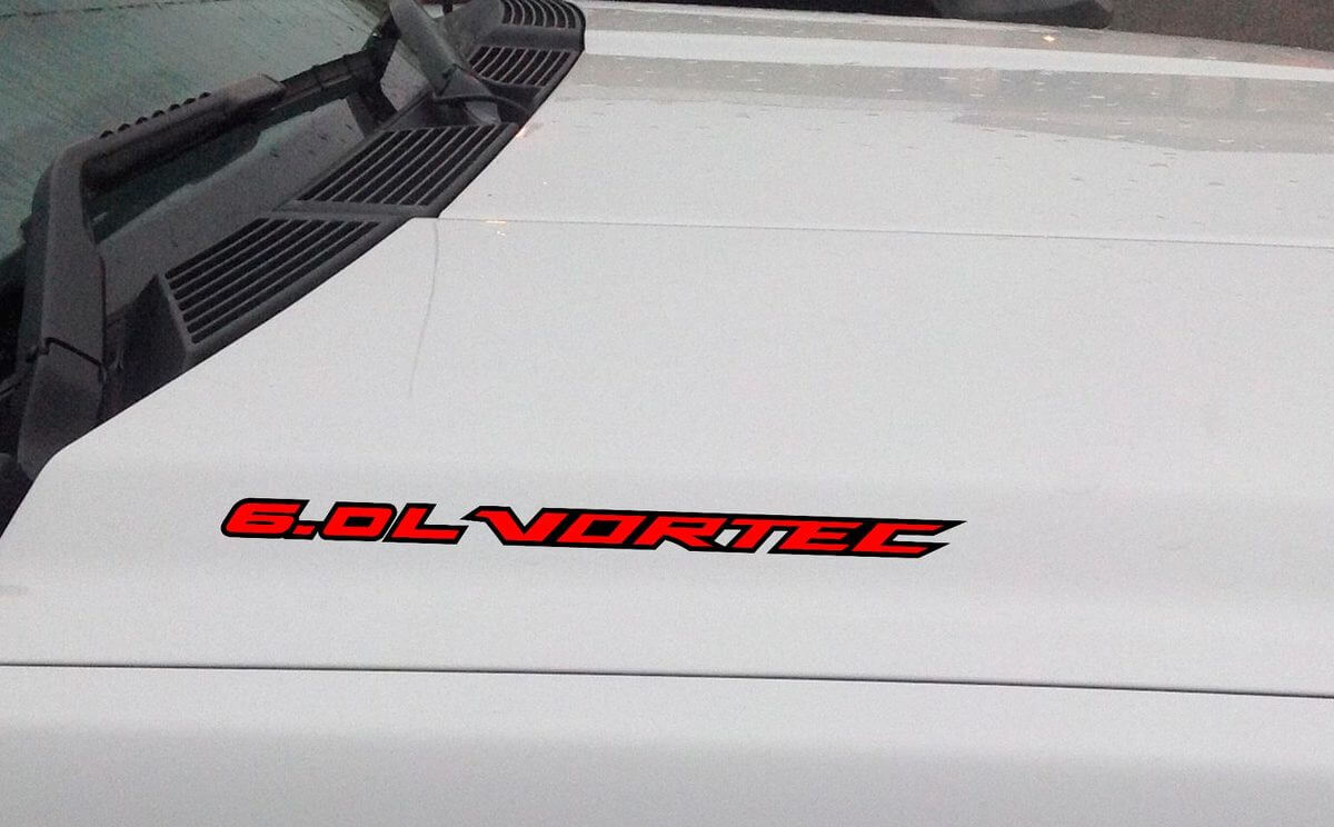 Outlined 6.0L Vortec Hood Decal Pair for Chevrolet Silverado GMC Sierra