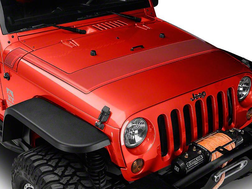 Retro Style Pinstriped Hood Stripes - Red Fits 2007-2018 Jeep Wrangler JK Models