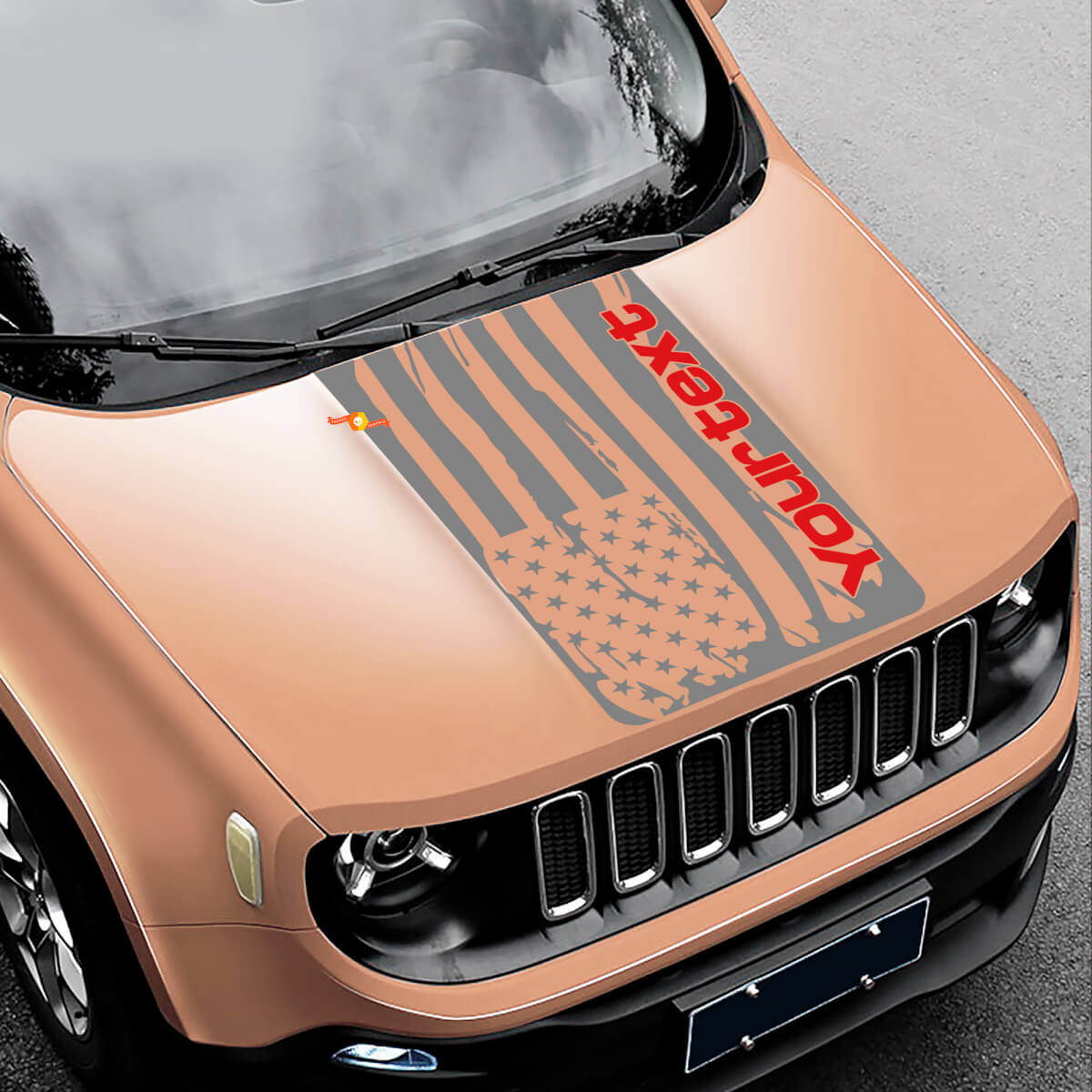 Distressed American Flag Hood Vinyl Sticker Decal for Jeep Renegade
