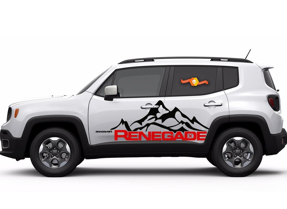 2 Colore Jeep Renegade Mountain Logo Porta Grafica Vinyl Decal Side Suv