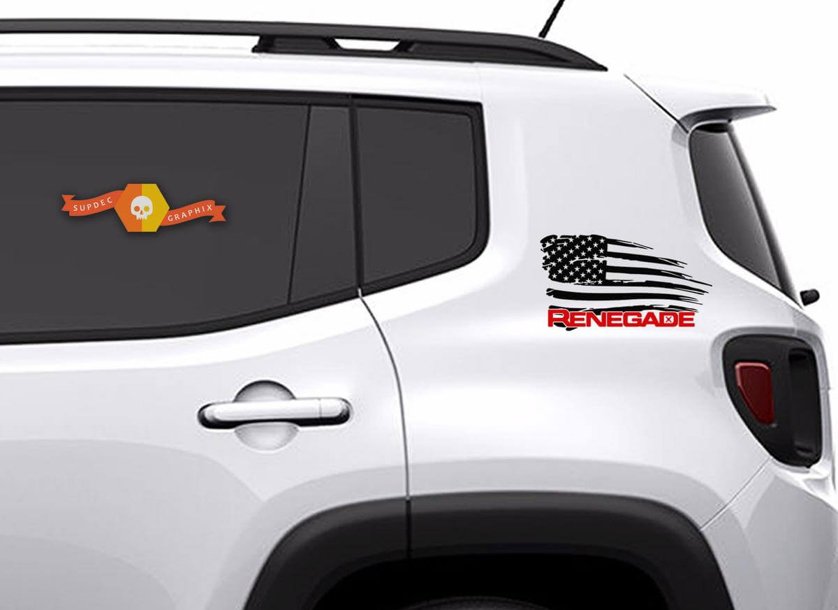 Distressed American Flag Side Graphic Vinyl Decal Sticker for Jeep Renegade