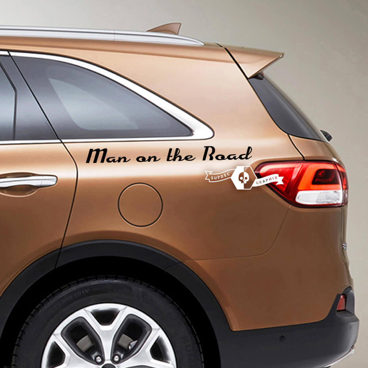 Man on the Road Side Lettering Vinyl Decal for Kia