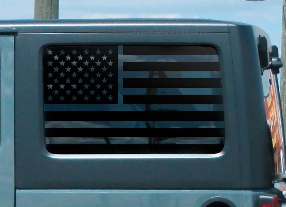 2x Jeep Hardtop Flag Decal Regular USA American Wrangler JKU Window